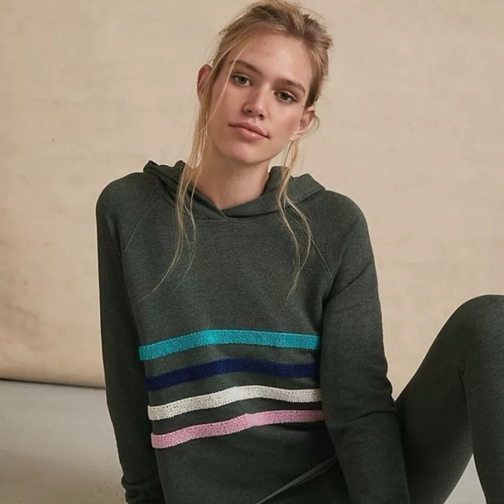 Anthropologie Sundry Galen Chenille Striped Hoodie.